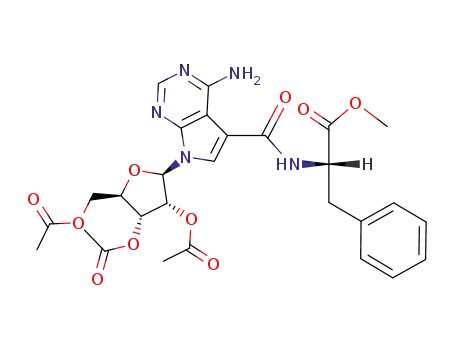 4-amino-7-(2,3,5-tri-O-acetyl-β-D-ribofuranosyl)pyrrolo<2,3-d>pyrimidine-5-carboxy-L-phenylalanine methyl ester
