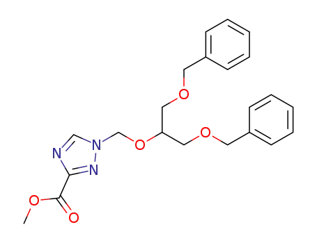 Molecular Structure of 90330-23-7 (1-<(2-benzoxy-1-(benzoxymethyl)ethoxy)methyl>-1,2,4-triazole-3-carboxylic acid methyl ester)