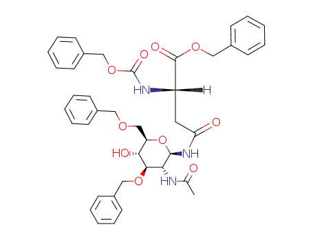 Molecular Structure of 80887-39-4 (2-acetamido-3,6-di-O-benzyl-N<(S)-3-benzyloxycarbonyl-3-(benzyloxycarbonylamino)propionyl>-2-deoxy-β-D-glucopyranosylamine)