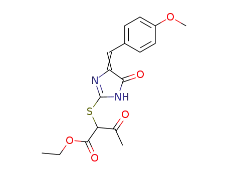 Butanoic acid,
2-[[4,5-dihydro-5-[(4-methoxyphenyl)methylene]-4-oxo-1H-imidazol-2-yl]
thio]-3-oxo-, ethyl ester