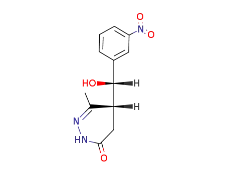 Molecular Structure of 87963-28-8 (3(2H)-Pyridazinone,4,5-dihydro-5-[hydroxy(3-nitrophenyl)methyl]-6-methyl-)