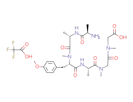 {[2-({(S)-2-[(S)-2-{[(S)-2-((R)-2-Amino-propionylamino)-propionyl]-methyl-amino}-3-(4-methoxy-phenyl)-propionylamino]-propionyl}-methyl-amino)-acetyl]-methyl-amino}-acetic acid; compound with trifluoro-acetic acid