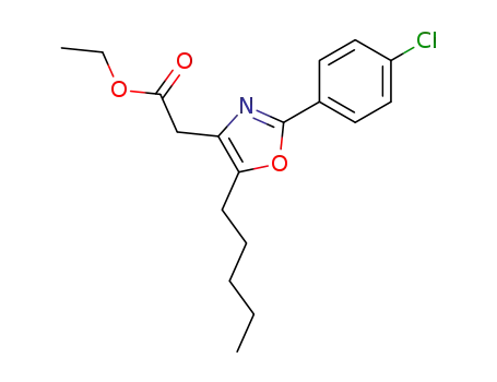Molecular Structure of 89006-89-3 (4-Oxazoleacetic acid, 2-(4-chlorophenyl)-5-pentyl-, ethyl ester)