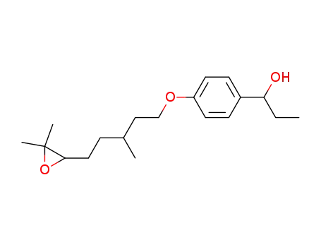 Molecular Structure of 79727-70-1 (Benzenemethanol,
4-[[5-(3,3-dimethyloxiranyl)-3-methylpentyl]oxy]-a-ethyl-)
