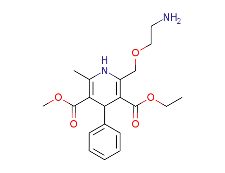Molecular Structure of 88150-52-1 (3,5-Pyridinedicarboxylic acid,
2-[(2-aminoethoxy)methyl]-1,4-dihydro-6-methyl-4-phenyl-, 3-ethyl
5-methyl ester)