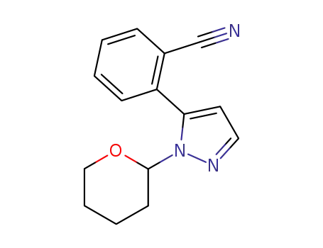 Molecular Structure of 903550-34-5 (2-[2-(tetrahydro-pyran-2-yl)-2<i>H</i>-pyrazol-3-yl]-benzonitrile)