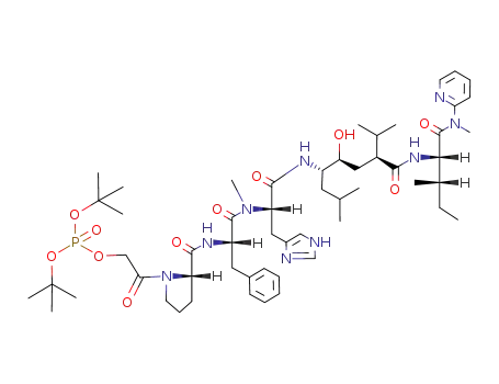 N-<N-<N-<N<sup>α</sup>-<N-<N-<<(di-tert-butylphosphono)oxy>acetyl>l-prolyl>-L-phenylalanyl>-N<sup>α</sup>-methyl-L-histydyl>-5(S)-amino-4(S)-hydroxy-2(S)-isopropyl-7-methyloctanoyl>-L-isoleucyl>-2-pyridylmethylamine