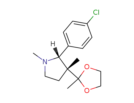 Molecular Structure of 78584-60-8 (cis-2-(p-chlorophenyl)-3-(1,1-ethylenedioxyethyl)-1,3-dimethylpyrrolidine)