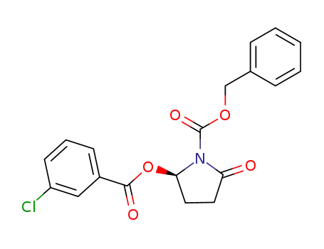 Molecular Structure of 130654-55-6 ((R)-2-(3-Chloro-benzoyloxy)-5-oxo-pyrrolidine-1-carboxylic acid benzyl ester)