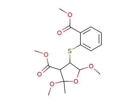 Molecular Structure of 112799-44-7 (3-Furancarboxylic acid,
tetrahydro-2,5-dimethoxy-4-[[2-(methoxycarbonyl)phenyl]thio]-2-methyl-,
methyl ester)