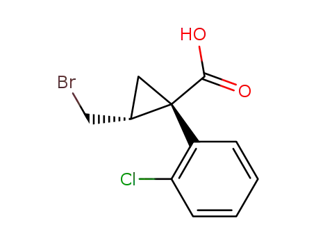 Molecular Structure of 105310-60-9 (Cyclopropanecarboxylic acid, 2-(bromomethyl)-1-(2-chlorophenyl)-, cis-)