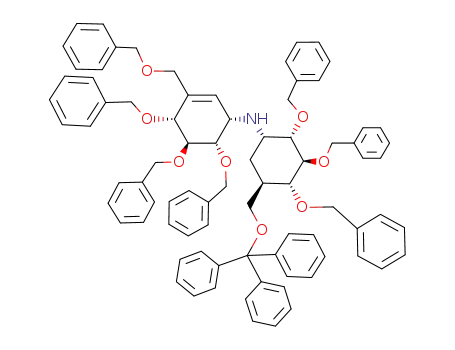 Molecular Structure of 137063-36-6 (2,3,4,4',5',6',7'-hepta-O-benzyl-7-O-triphenylmethylvalidoxylamine A)