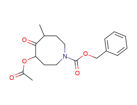 Molecular Structure of 88187-28-4 (4-Acetoxy-6-methyl-5-oxo-azocane-1-carboxylic acid benzyl ester)