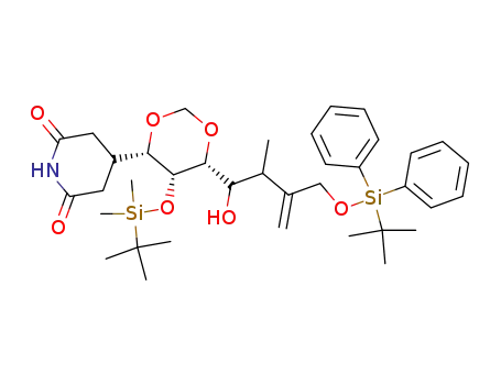 4-{(4S,5R,6R)-5-(tert-Butyl-dimethyl-silanyloxy)-6-[3-(tert-butyl-diphenyl-silanyloxymethyl)-1-hydroxy-2-methyl-but-3-enyl]-[1,3]dioxan-4-yl}-piperidine-2,6-dione