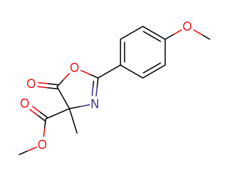 Molecular Structure of 909122-63-0 (4-Oxazolecarboxylic  acid,  4,5-dihydro-2-(4-methoxyphenyl)-4-methyl-5-oxo-,  methyl  ester)