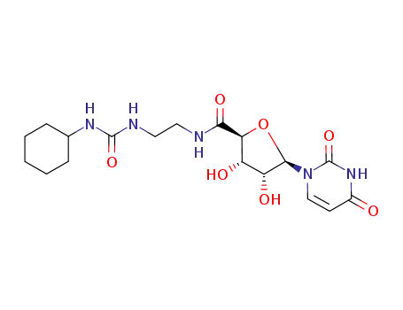 Molecular Structure of 75930-33-5 (N-{2-[(cyclohexylcarbamoyl)amino]ethyl}-5-(2,4-dioxo-3,4-dihydropyrimidin-1(2H)-yl)-3,4-dihydroxytetrahydrofuran-2-carboxamide (non-preferred name))