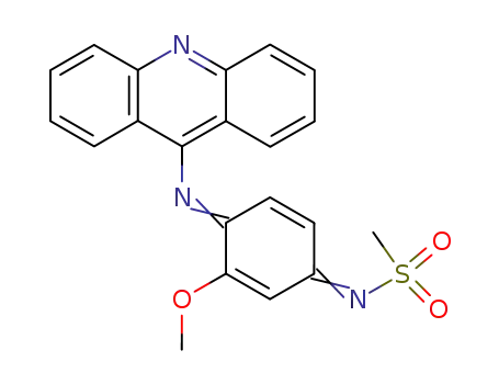 Molecular Structure of 87764-57-6 ((NZ)-N-(4-acridin-9-ylimino-3-methoxy-1-cyclohexa-2,5-dienylidene)meth anesulfonamide)