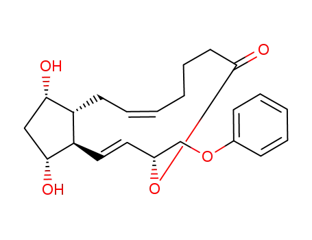 Molecular Structure of 62411-17-0 ((1E,3R,9Z,11aR,12S,14R,14aR)-3,6,7,8,11,11a,12,13,14,14a-Decahydro-12,14-dihydroxy-3-phenoxymethyl-5H-cyclopent[e]oxacyclotridecin-5-one)