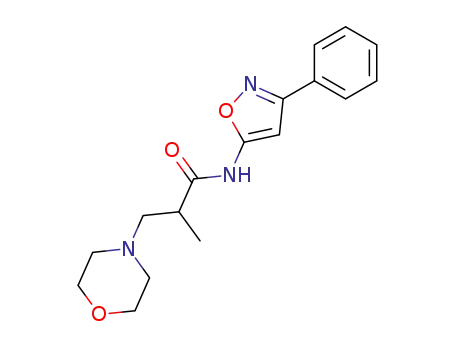 Molecular Structure of 86683-57-0 (4-Morpholinepropanamide, alpha-methyl-N-(3-phenyl-5-isoxazolyl)-)