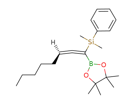 Molecular Structure of 499798-14-0 (1,3,2-Dioxaborolane,
2-[1-(dimethylphenylsilyl)-1,2-octadienyl]-4,4,5,5-tetramethyl-)