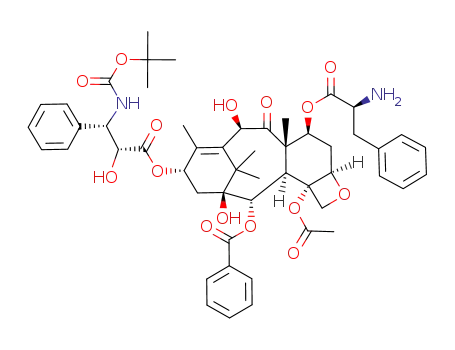 Molecular Structure of 133524-76-2 (L-Phenylalanine,(2aR,4S,4aS,6R,9S,11S,12S,12aR,12bS)-12b-(acetyloxy)-12-(benzoyloxy)-9-[(2R,3S)-3-[[(1,1-dimethylethoxy)carbonyl]amino]-2-hydroxy-1-oxo-3-phenylpropoxy]-2a,3,4,4a,5,6,9,10,11,12,12a,12b-dodecahydro-6,11-dihydroxy-4a,8,13,13-tetramethyl-5-oxo-7,11-methano-1H-cyclodeca[3,4]benz[1,2-b]oxet-4-yl ester)