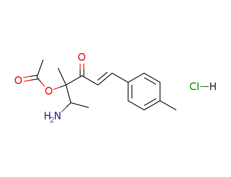 Molecular Structure of 83750-19-0 (Acetic acid (E)-1-(1-amino-ethyl)-1-methyl-2-oxo-4-p-tolyl-but-3-enyl ester; hydrochloride)