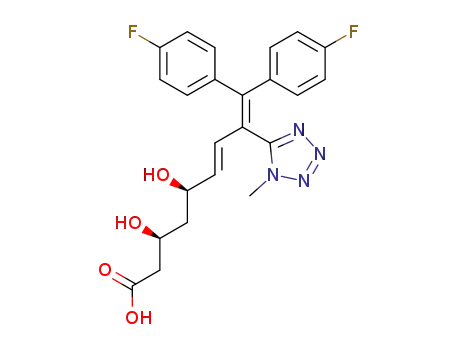 Molecular Structure of 129829-03-4 ((3R,5S,6E)-9,9-bis(4-fluorophenyl)-3,5-dihydroxy-8-(1-methyl-1H-tetrazol-5-yl)nona-6,8-dienoic acid)