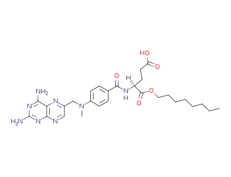 Molecular Structure of 88887-37-0 (L-Glutamic acid,
N-[4-[[(2,4-diamino-6-pteridinyl)methyl]methylamino]benzoyl]-, 1-octyl
ester)