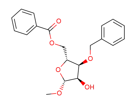 Molecular Structure of 101024-28-6 (methyl 5-O-benzoyl-3-O-benzyl-β-D-ribofuranoside)