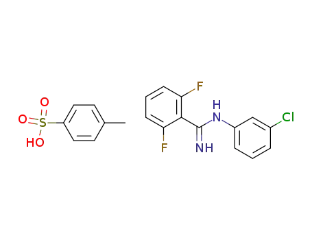 Molecular Structure of 141502-40-1 (Benzenecarboximidamide, N-(3-chlorophenyl)-2,6-difluoro-,
mono(4-methylbenzenesulfonate))