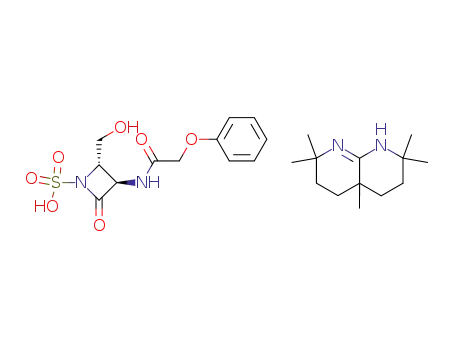 (3R,4S)-4-hydroxymethyl-3-phenoxyacetamido-2-oxo-1-sulfoazetidine 3,3,6,9,9-pentamethyl-2,10-diazabicyclo<4.4.0>-1-decene salt