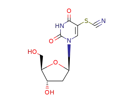 Molecular Structure of 38927-34-3 (1-(2-deoxypentofuranosyl)-5-thiocyanatopyrimidine-2,4(1H,3H)-dione)