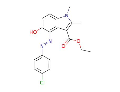 Molecular Structure of 76921-20-5 (4-(4-Chloro-phenylazo)-5-hydroxy-1,2-dimethyl-1H-indole-3-carboxylic acid ethyl ester)