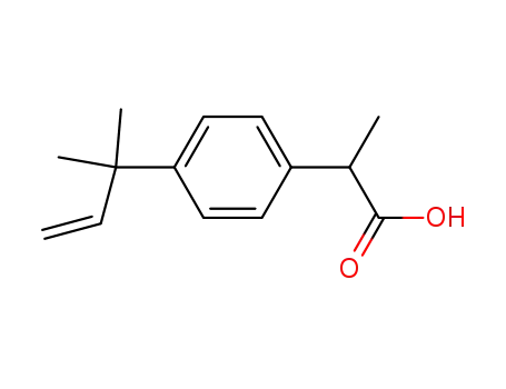 Molecular Structure of 106897-80-7 (Benzeneacetic acid, 4-(1,1-dimethyl-2-propenyl)--alpha--methyl- (9CI))