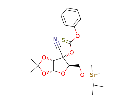 5-O-(t-butyldimethylsilyl)-3-C-cyano-1,2-O-isopropylidene-3-O-(phenyloxythiocarbonyl)-α-D-ribofuranose