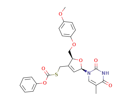 3'-Deoxy-2',3'-didehydro-5'-O-(4-methoxyphenyl)-3'-phenoxycarbonylthiomethylthymidine