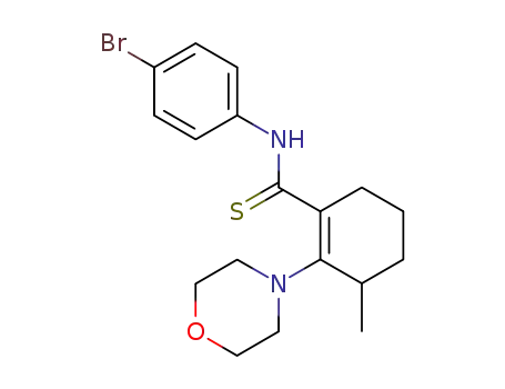 Molecular Structure of 114964-00-0 (3-Methyl-2-morpholin-4-yl-cyclohex-1-enecarbothioic acid (4-bromo-phenyl)-amide)