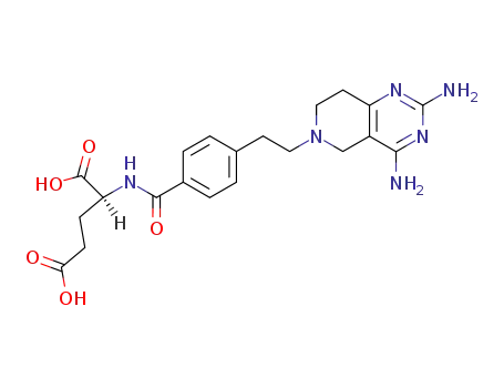 Molecular Structure of 121187-66-4 ((S)-2-{4-[2-(2,4-Diamino-7,8-dihydro-5H-pyrido[4,3-d]pyrimidin-6-yl)-ethyl]-benzoylamino}-pentanedioic acid)