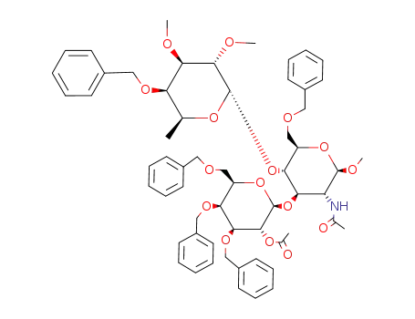 methyl 2-acetamido-3-O-(2-O-acetyl-3,4,6-tri-O-benzyl-β-D-galactopyranosyl)-6-O-benzyl-2-deoxy-4-O-(4-O-benzyl-2,3-di-O-methyl-α-L-fucopyranosyl)-2-deoxy-β-D-glucopyranoside