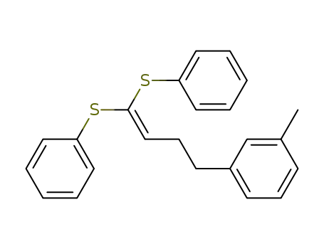 Molecular Structure of 111171-89-2 (4-(m-methylphenyl)-1,1-bis(phenylthio)-1-butene)