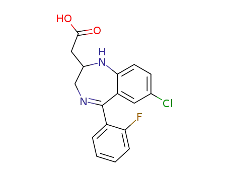 Molecular Structure of 112634-52-3 ([7-chloro-5-(2-fluorophenyl)-2,3-dihydro-1H-1,4-benzodiazepin-2-yl]acetic acid)