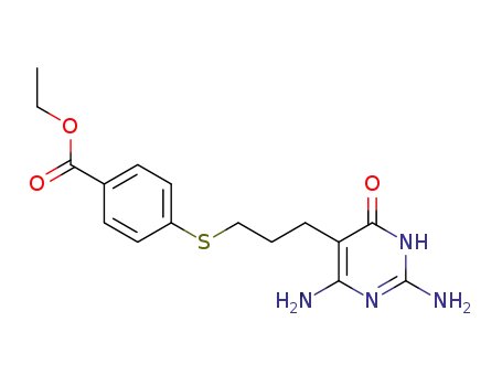 Benzoic acid,
4-[[3-(2,6-diamino-1,4-dihydro-4-oxo-5-pyrimidinyl)propyl]thio]-, ethyl
ester