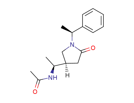 Molecular Structure of 143408-51-9 (<3R-<1(S*),3R*(S*)>>-N-<1-<5-oxo-1-(1-phenylethyl)-3-pyrrolidinyl>ethyl>acetamide)