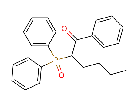Molecular Structure of 89091-84-9 (1-Hexanone, 2-(diphenylphosphinyl)-1-phenyl-)