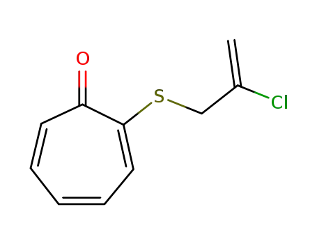 Molecular Structure of 88050-58-2 (2,4,6-Cycloheptatrien-1-one, 2-[(2-chloro-2-propenyl)thio]-)