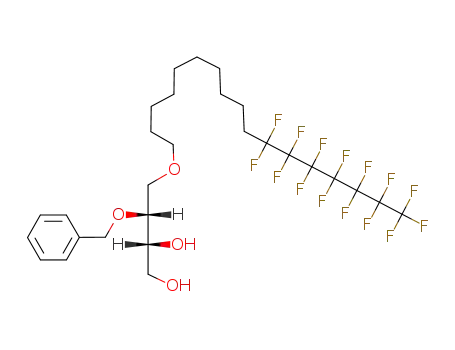 Molecular Structure of 108330-83-2 ((2R,3R)-3-Benzyloxy-4-(11,11,12,12,13,13,14,14,15,15,16,16,17,17,17-pentadecafluoro-heptadecyloxy)-butane-1,2-diol)