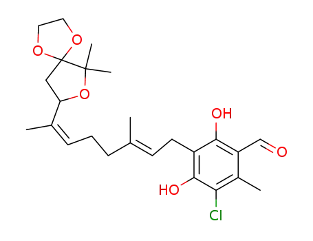 3-Chloro-5-[(2E,6Z)-7-(6,6-dimethyl-1,4,7-trioxa-spiro[4.4]non-8-yl)-3-methyl-octa-2,6-dienyl]-4,6-dihydroxy-2-methyl-benzaldehyde