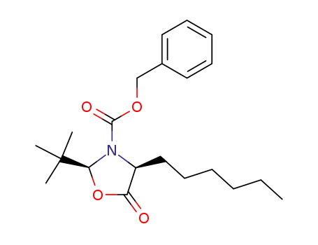 Molecular Structure of 834898-09-8 (3-Oxazolidinecarboxylic acid, 2-(1,1-dimethylethyl)-4-hexyl-5-oxo-,
phenylmethyl ester, (2S,4S)-)