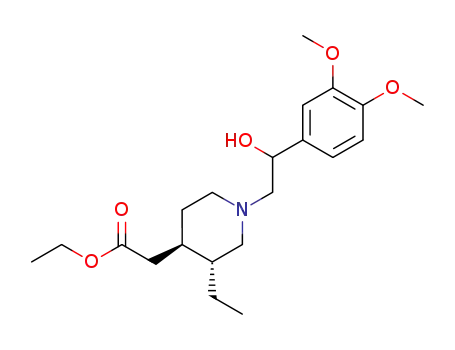 (+/-)-trans-1-<2-(3,4-dimethyloxyphenyl)-2-hydroxyethyl>-3-ethyl-4-piperidineacetic acid ethyl ester