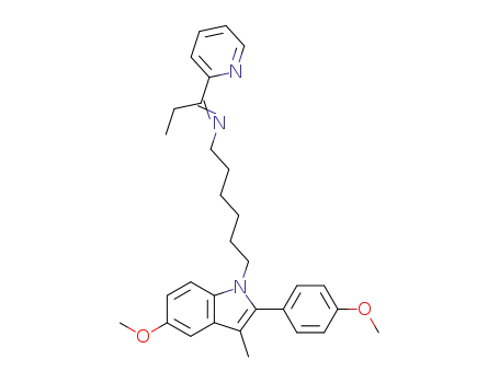 {6-[5-Methoxy-2-(4-methoxy-phenyl)-3-methyl-indol-1-yl]-hexyl}-[1-pyridin-2-yl-prop-(E)-ylidene]-amine